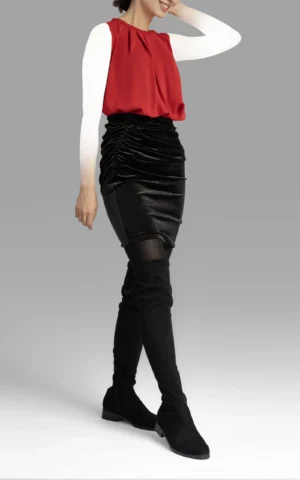 دامن زنانه مخمل مشکی رسمی نوادو