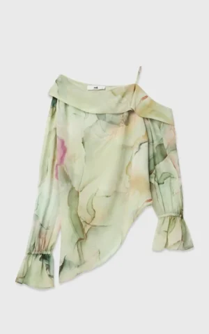 بلوز زنانه نامتقارن با طرح آبرنگی برند آدل adL کد 11545057000