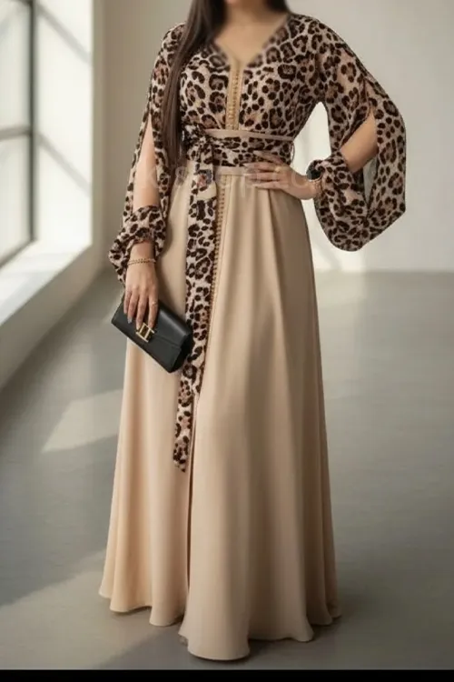 پیراهن مجلسی زنانه طرح پلنگی