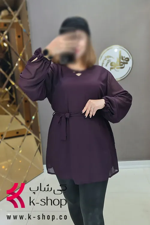 شومیز حریر کمربند پارچه ای مجلسی