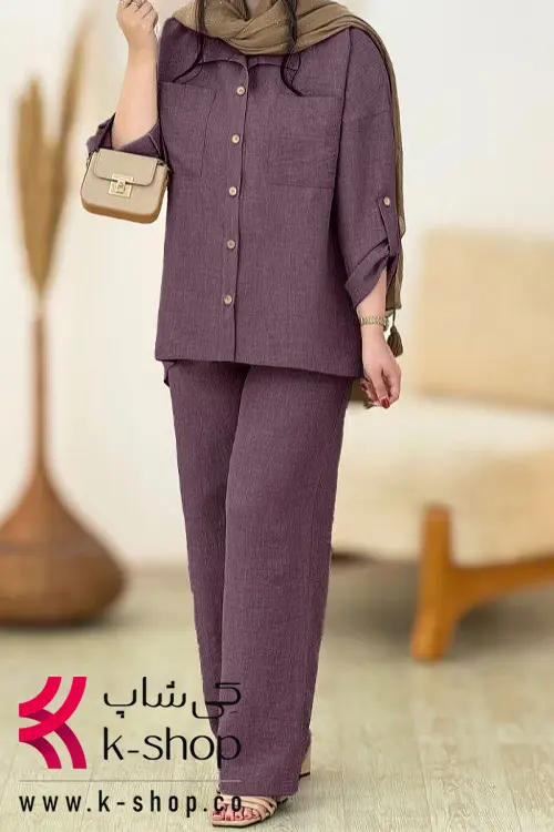 ست شومیز و شلوار دکمه دار دو جیب