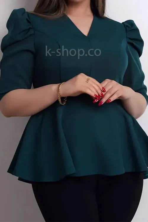 بلوز زنانه یقه هفت مجلسی با آستین پفی