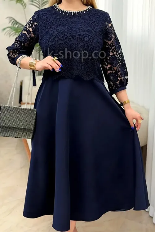 پیراهن زنانه مجلسی گیپور دار