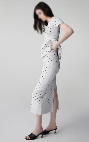 دامن زنانه بلند راسته خال‌دار IPEKYOL کد IS1260004069 - Image 3