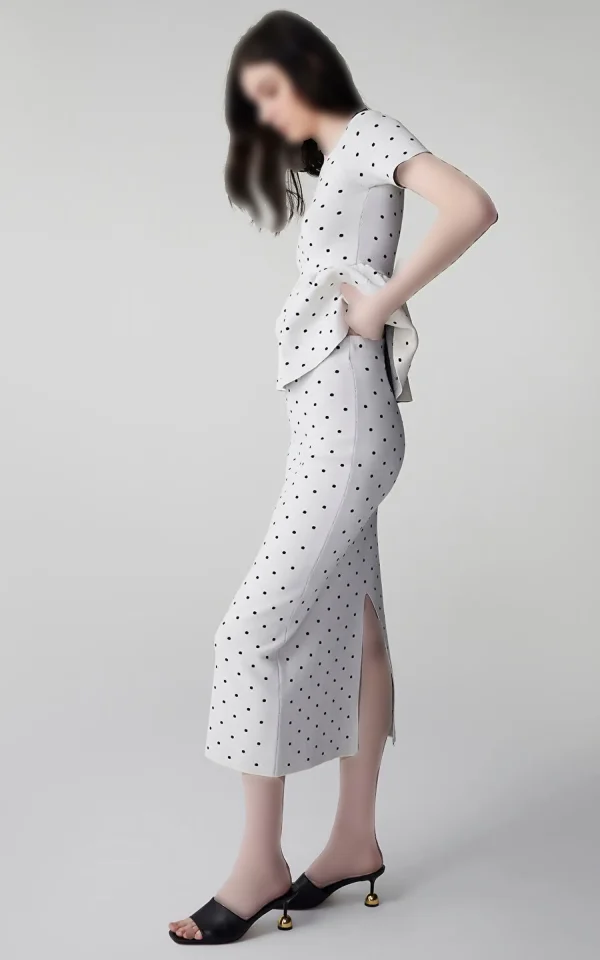 دامن زنانه بلند راسته خال‌دار IPEKYOL کد IS1260004069 - Image 3
