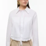 شومیز کراپ زنانه یقه کلاسیک با بند قابل تنظیم پایین Roman کد Y2613522