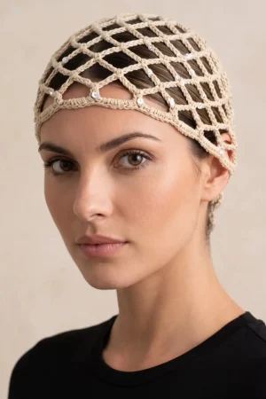 توربان زنانه بژ مناسب استایل مجلسی و روزمره