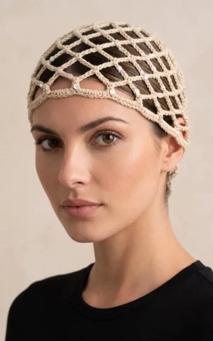 توربان زنانه بژ مناسب استایل مجلسی و روزمره