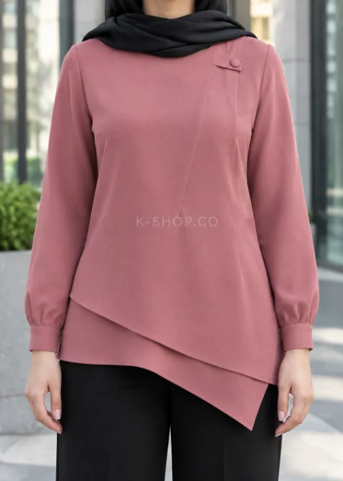 شومیز با طراحی خاص دخترانه آستین بلند رنگ صورتی