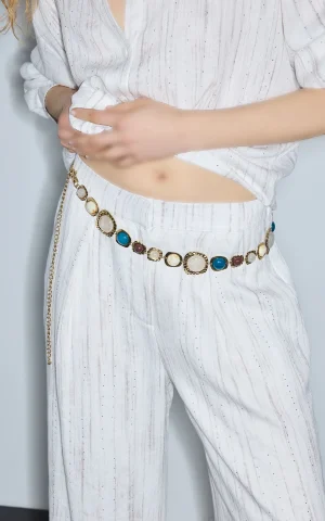 شلوار زنانه راه راه چاپی خاکستری IPEKYOL کد IS1260003256 - Image 4