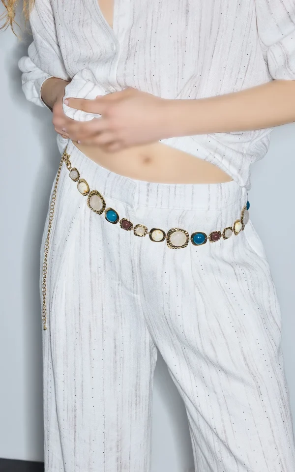 شلوار زنانه راه راه چاپی خاکستری IPEKYOL کد IS1260003256 - Image 4