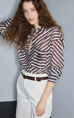 شومیز زنانه راه‌راه آستین بلند جیب‌دار IPEKYOL کد IS1260025262 - Image 6
