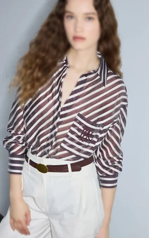 شومیز زنانه راه‌راه آستین بلند جیب‌دار IPEKYOL کد IS1260025262 - Image 7
