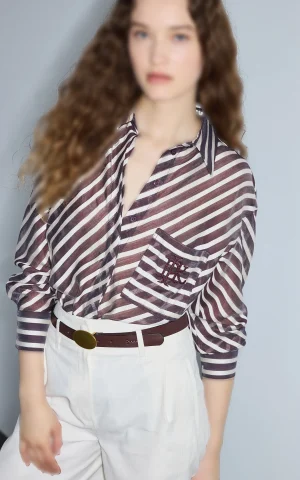 شومیز زنانه راه‌راه آستین بلند جیب‌دار IPEKYOL کد IS1260025262 - Image 10