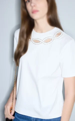 تیشرت زنانه سفید یقه گرد IPEKYOL کد IS1260070238 - Image 3
