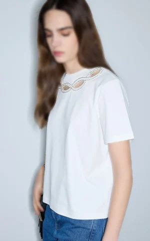 تیشرت زنانه سفید یقه گرد IPEKYOL کد IS1260070238 - Image 4