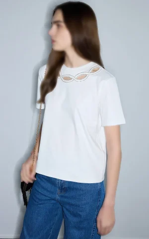 تیشرت زنانه سفید یقه گرد IPEKYOL کد IS1260070238 - Image 5