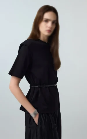 تیشرت زنانه کمربند مشکی IPEKYOL کد IS1260070263 - Image 3