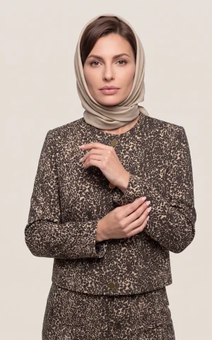 کت تک زنانه کوتاه یقه گرد طرح‌دار دکمه‌ای nevado کد 405013091940 - تصویر 2