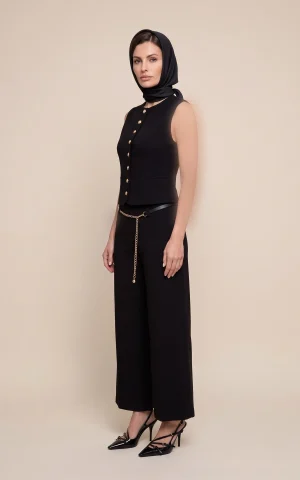 شلوار زنانه بگ ساده با کمربند زنجیری nevado کد 405023071908 - تصویر 2