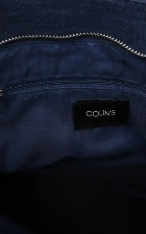 کیف دستی زنانه سرمه‌ای با دسته مشکی و بند دوشی colins کد CL1080086 - تصویر 5