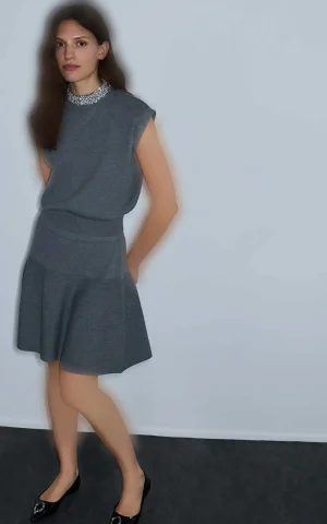 دامن زنانه کوتاه پلیسه با فرم آزاد IPEKYOL با کد IW6260004151 - تصویر 3