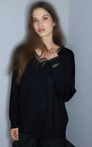بلوز زنانه آستین بلند یقه هفت ساده IPEKYOL با کد IW6260050155 - تصویر 2