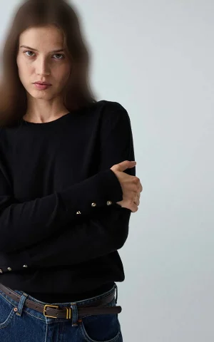 بلوز زنانه ساده آستین بلند یقه گرد IPEKYOL با کد IW6260050176 - تصویر 11