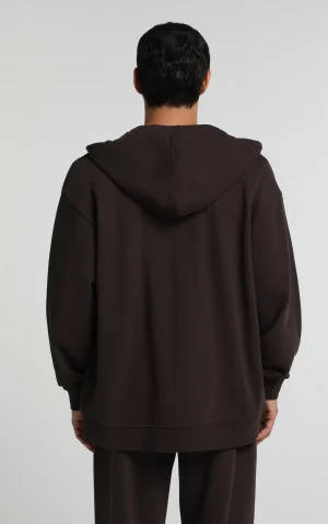 هودی مردانه زیپ‌دار ساده مشکی و قهوه‌ای تیره COLIN'S کد CL1075851 - تصویر 2