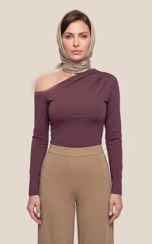 بلوز زنانه صورتی تیره یقه نامتقارن آستین بلند nevado کد 405012131800 - تصویر 2