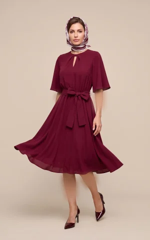 پیراهن زنانه کوتاه آستین گشاد کمربنددار یقه چاک‌دار nevado کد 405014181876 - تصویر 2