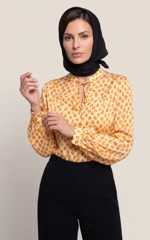 شومیز زنانه کرم طرح‌دار آستین بلند دکمه‌دار nevado کد 405112132027 - تصویر 2