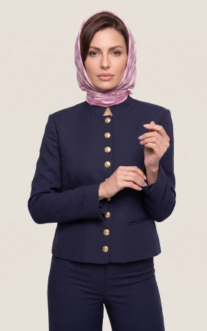 کت زنانه یقه ایستاده دکمه طلایی آستین بلند nevado کد 405113172036 - تصویر 2