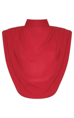 بلوز زنانه مجلسی یقه ایستاده با سرشانه برجسته و چین‌دار ROMAN کد K2713003 - تصویر 4