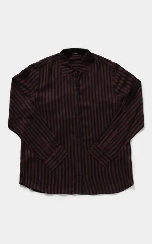 شومیز زنانه قهوه‌ای مشکی راه‌راه یقه برگردان COLIN'S کد cl1082001 - تصویر 5