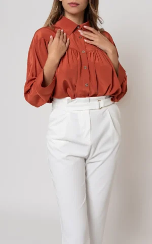 بلوز آستین بلند نارنجی نوادو