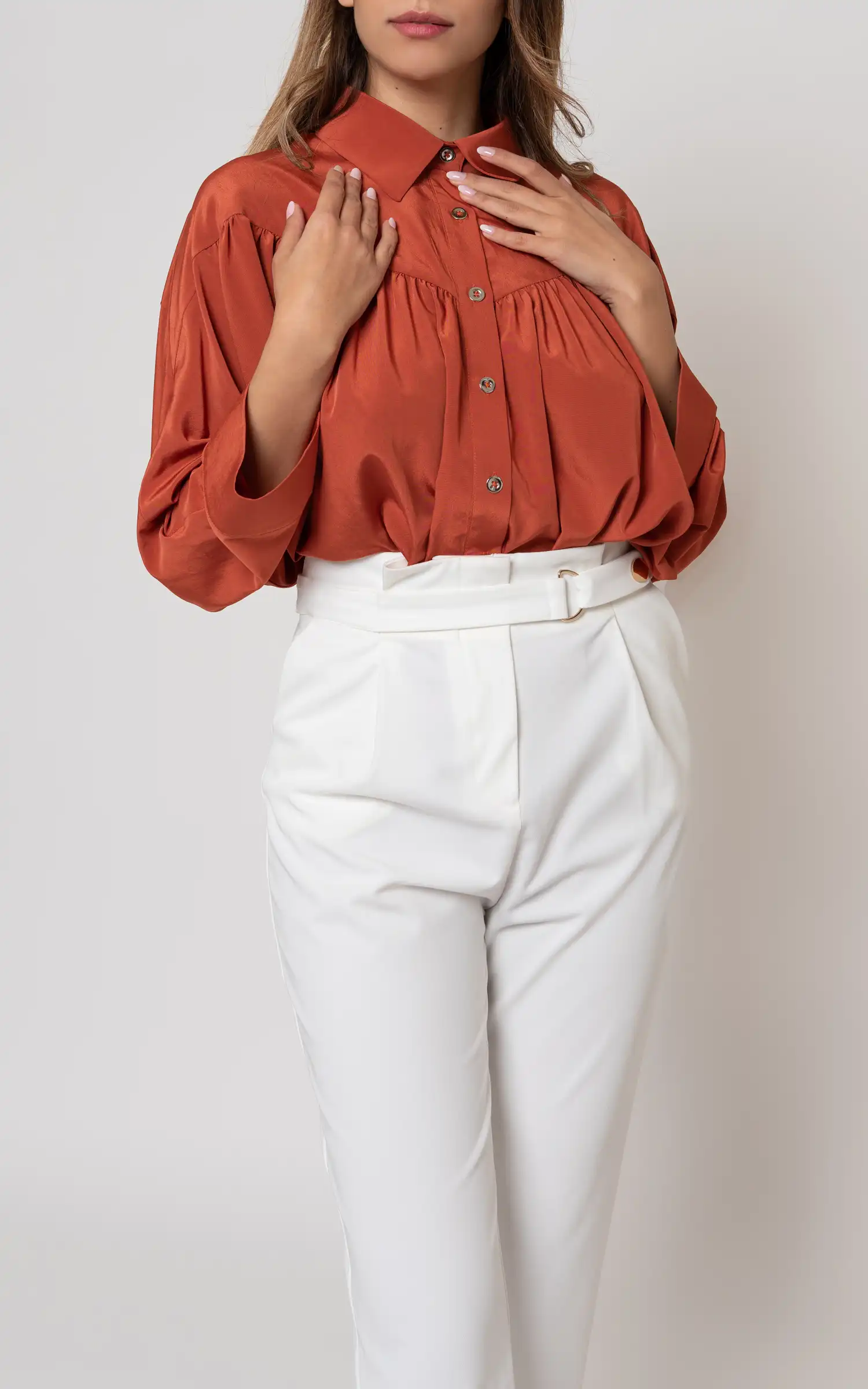 401112301170_00 بلوز آستین بلند نارنجی نوادو