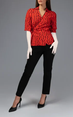 بلوز طرح‌دار زنانه نوادو (Nevado) قرمز مدل چپ و راستی کد 403012361489