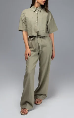 front blouse short sleeved light green