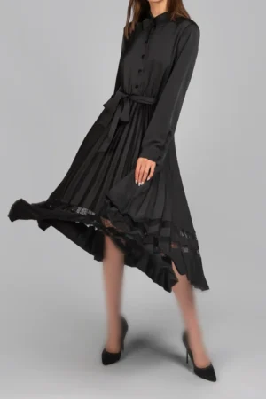 پیراهن زنانه آستین بلند مشکی پاییز-زمستانه نوادو