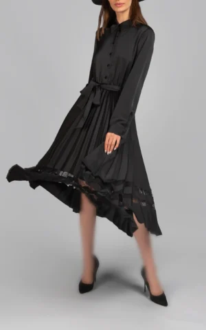 پیراهن زنانه آستین بلند مشکی پاییز-زمستانه نوادو