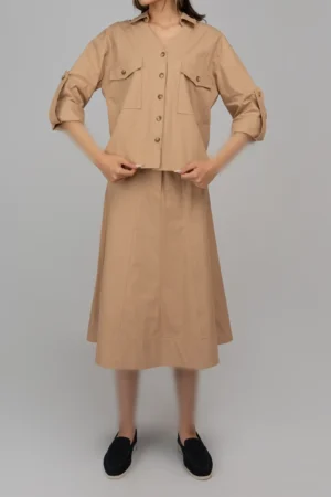 شومیز زنانه آستین بلند کرم رنگ بهار-تابستانه نوادو