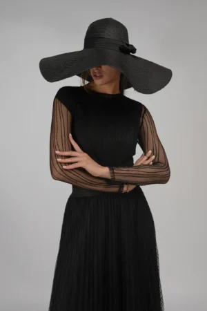 بادی زنانه توری مشکی بهار-تابستانه نوادو