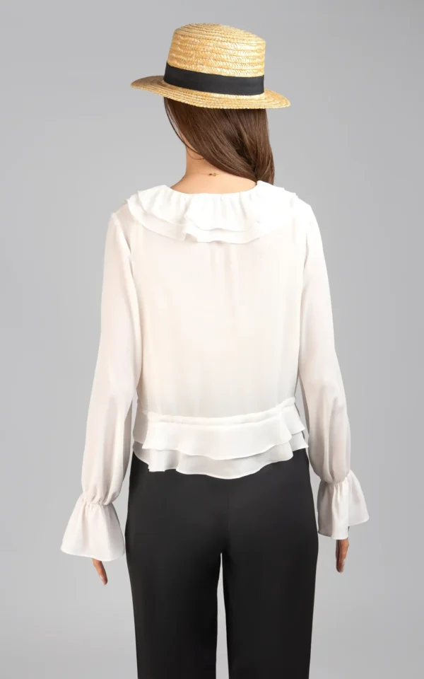 بلوز زنانه آستین بلند شیک پاییز-زمستانه یقه هفت شیک نوادو