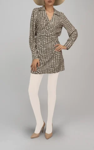 پیراهن زنانه آستین بلند طرح‌دار بهار-تابستانه نوادو