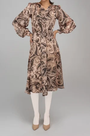 پیراهن زنانه آستین بلند طرح‌دار بهار-تابستانه نوادو