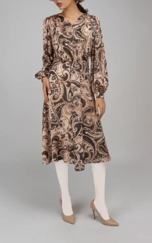 پیراهن زنانه آستین بلند طرح‌دار بهار-تابستانه نوادو