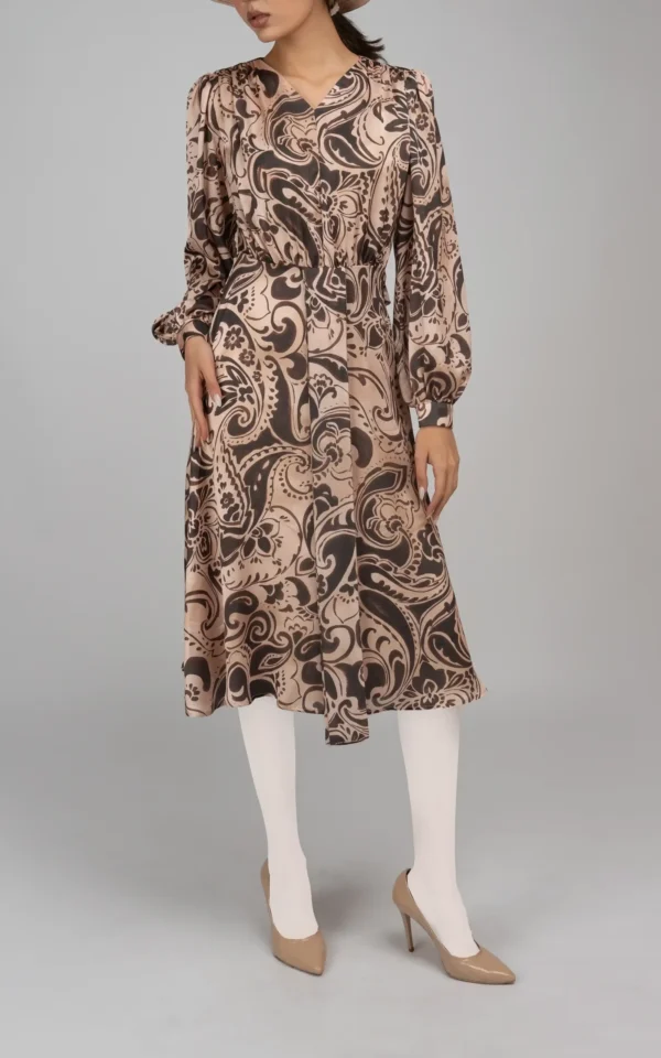 پیراهن زنانه آستین بلند طرح‌دار بهار-تابستانه نوادو