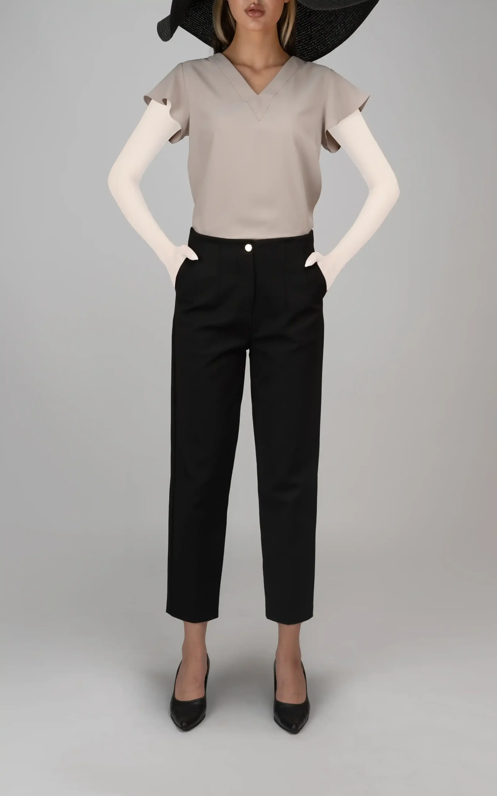 شلوار زنانه فیت راسته رسمی مشکی بهار-تابستانه نوادو