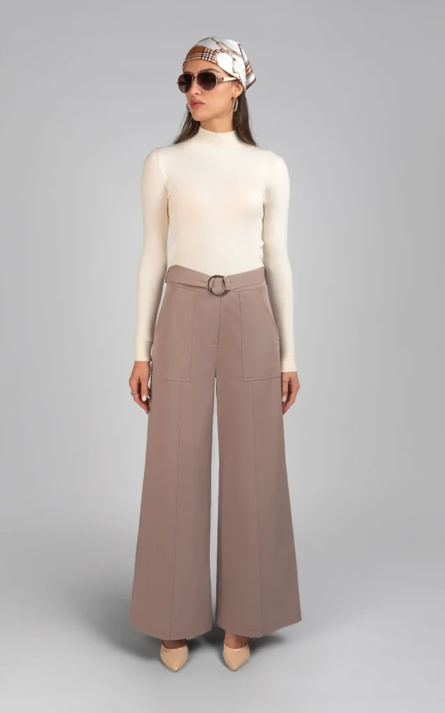 شلوار زنانه راسته پاییز-زمستانه خاکی نوادو